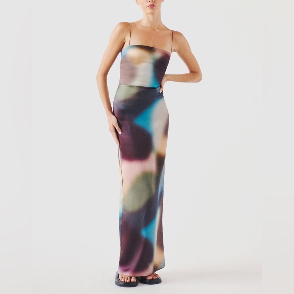 Reformation Frankie Silk Dress Blur NWOT